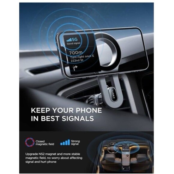 LISEN  Magnetic Pro Car Mount for iPhone Black  Model H739 New Open Box - Picture 6 of 12